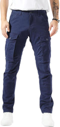 Plaid&Plain Men's Cargo Pants Slim Fit with Articulated Knees greater