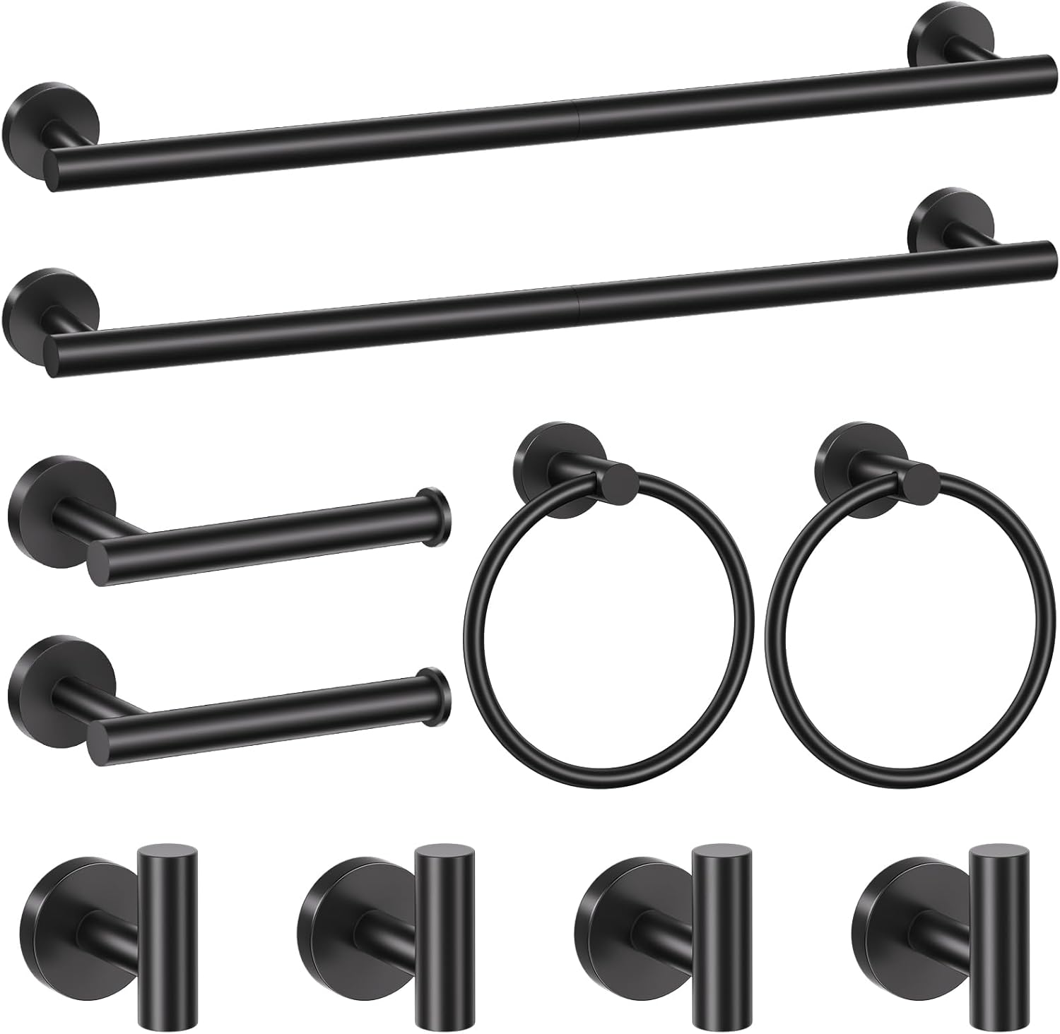 Matte Black Towel Bar Set for Bathroom with 10 Essential Pieces