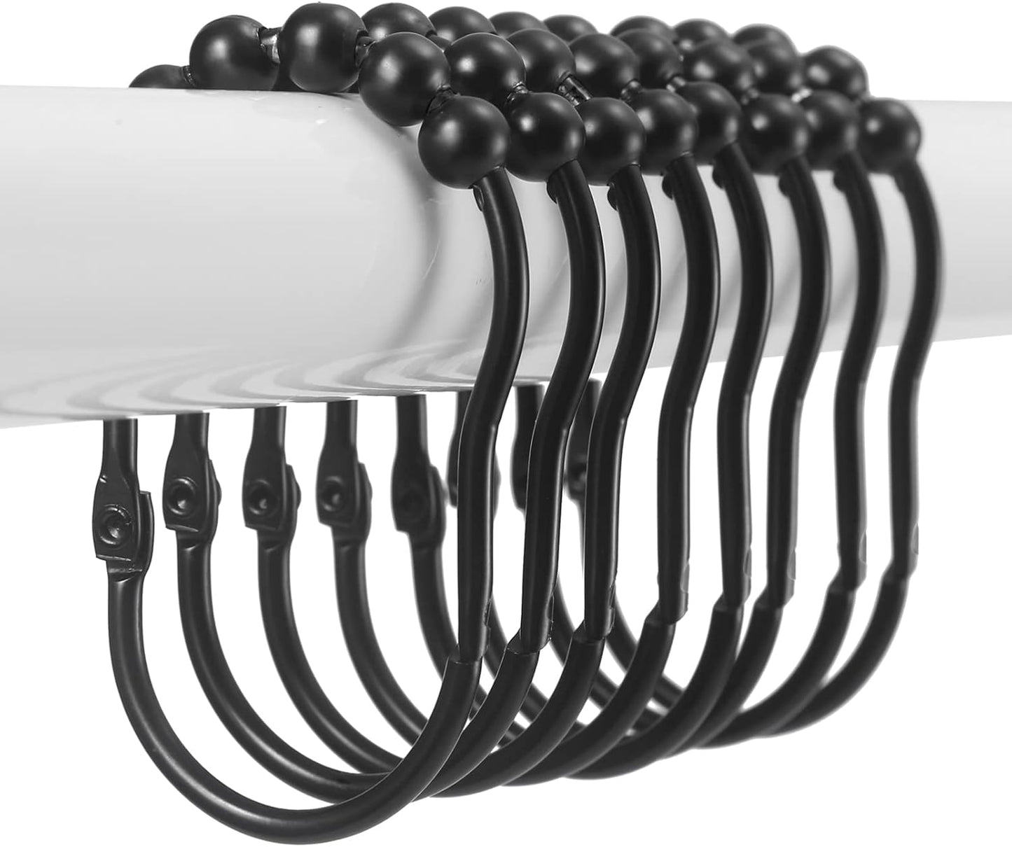 SUTINE Roller Glide Black Shower Hooks x12