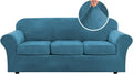 Modern Velvet Plush 4 Piece High Stretch Sofa Slipcover - Fits 72-90