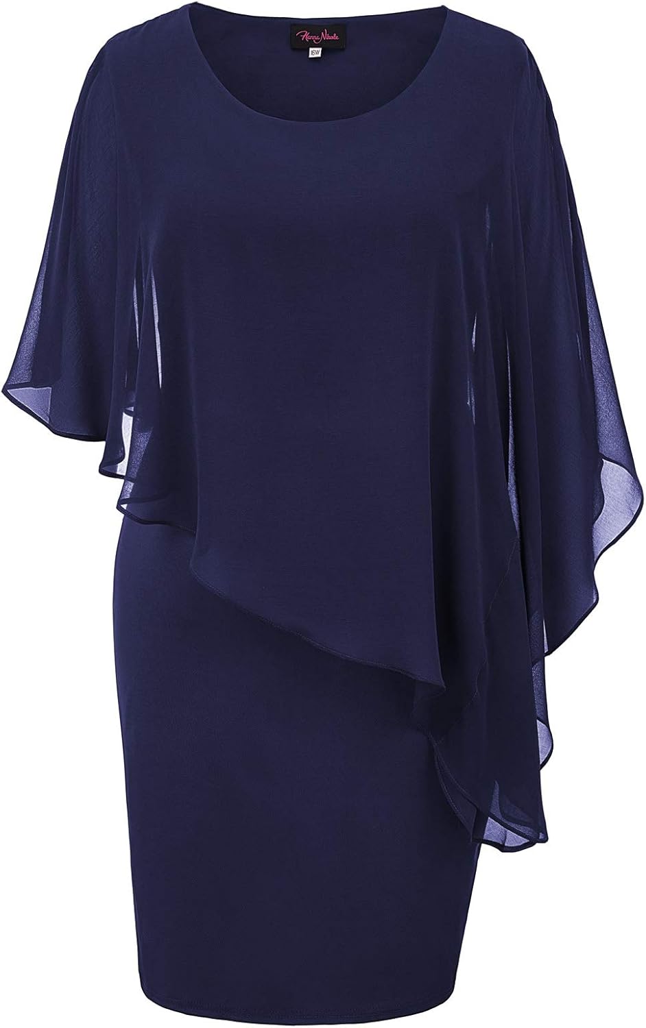 Elegant Women's Sleeveless Cape Dress with Chiffon Overlay