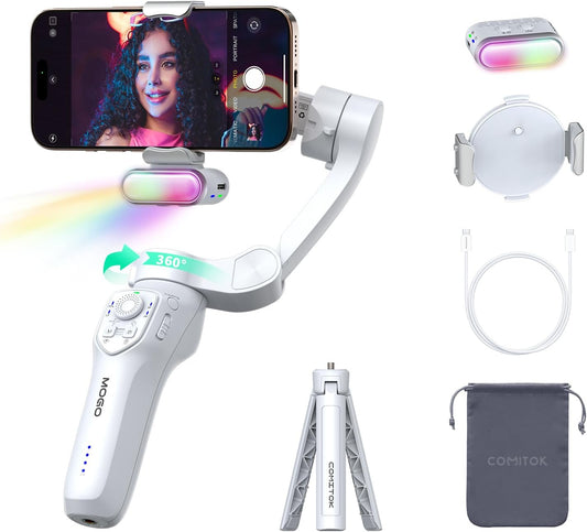 MOGO Gimbal Stabilizer for iPhone with RGB Light & Tracking