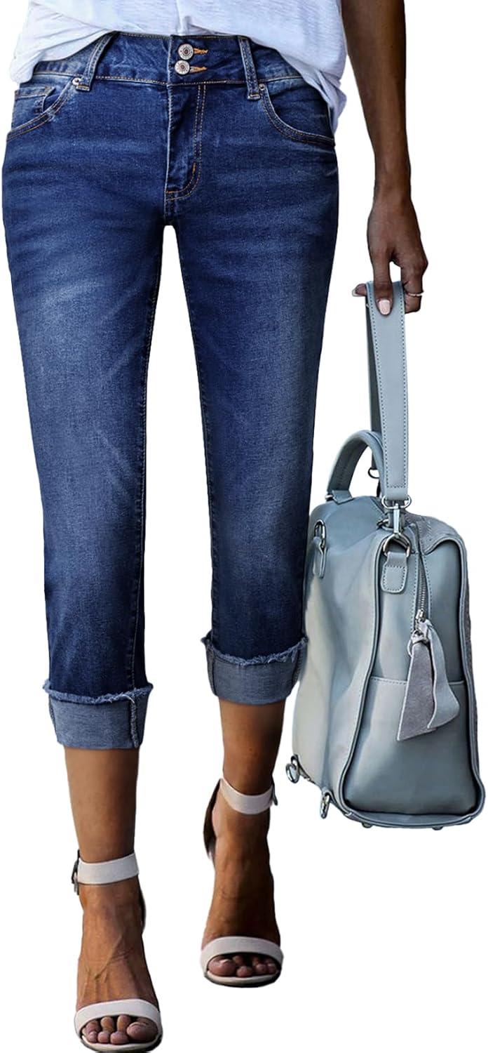 High Waisted Stretchy Capri Jeans for Women - Stylish Comfort