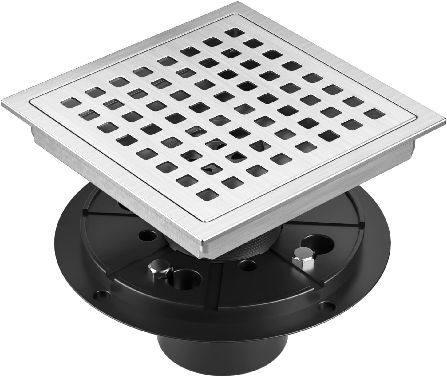 6 Inch Square Shower Floor Drain Kit with Removable Cover