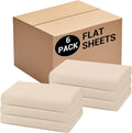 Bulk Queen Flat Sheets Only 6 Pack - Color-Coded, Durable Microfiber