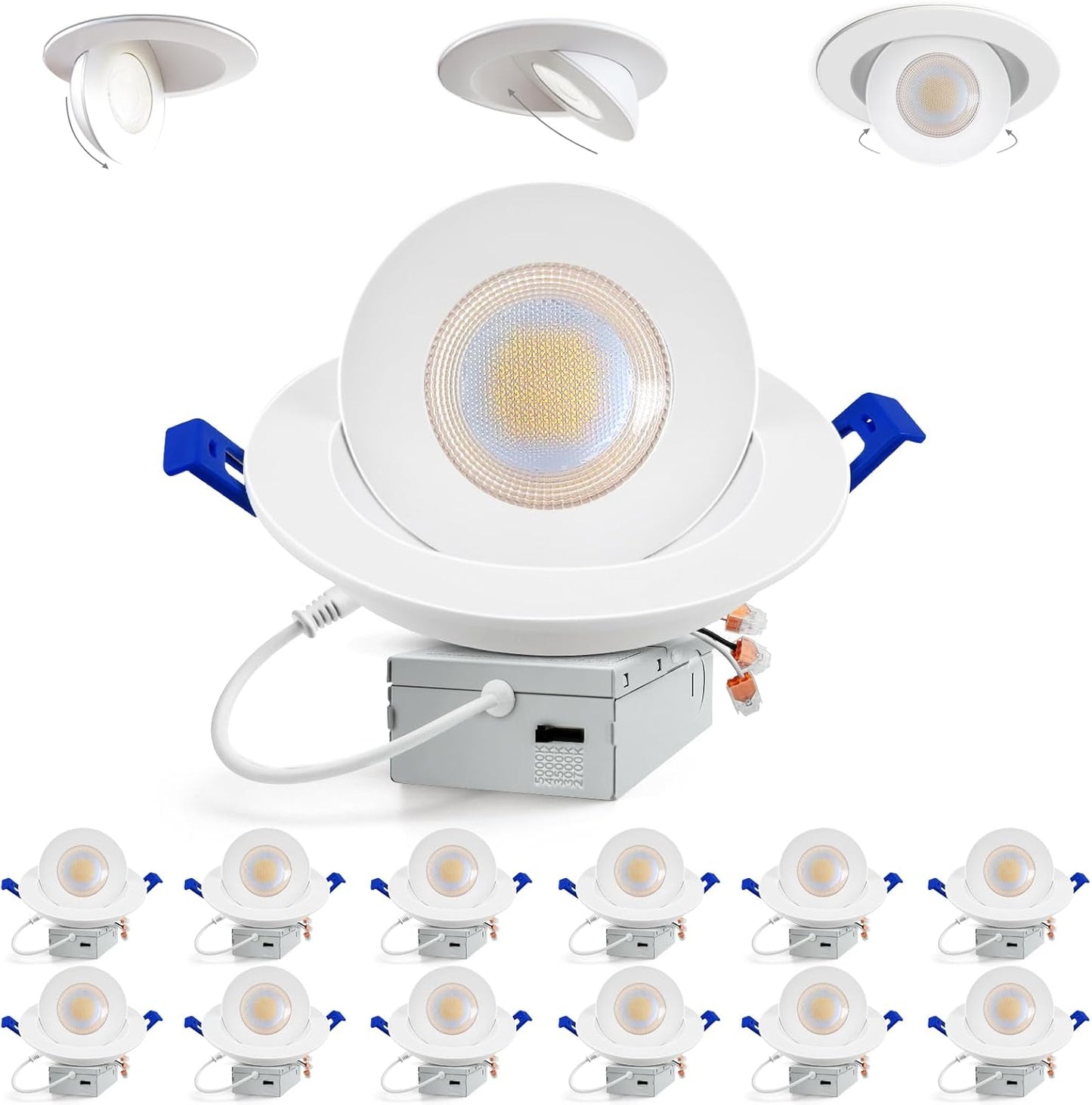 Adetu 6 Inch Gimbal LED Recessed Lights with Adjustable Direction