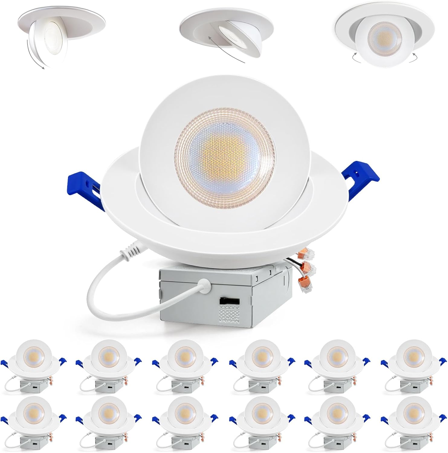 Adetu 6 Inch Gimbal LED Recessed Lights with Adjustable Direction