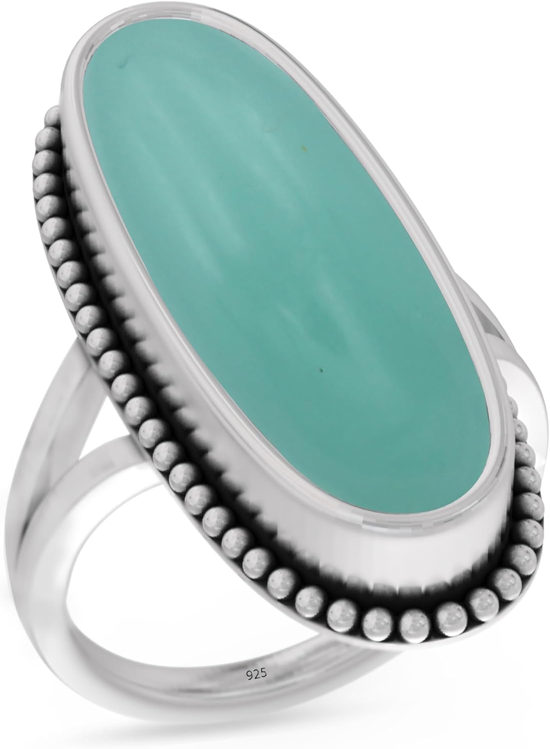 925 Sterling Silver Ring with Aqua Chalcedony Gemstone for Women