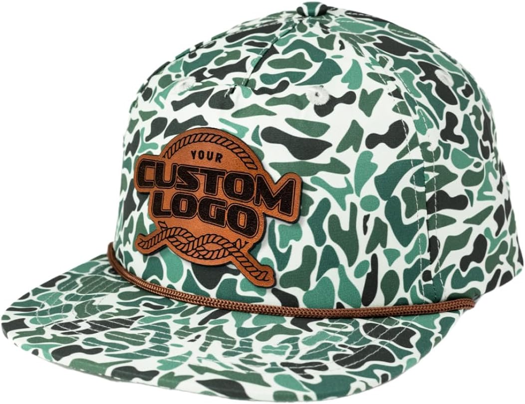 Custom Leather Patch 5 Panel Rope Hat for Business Branding