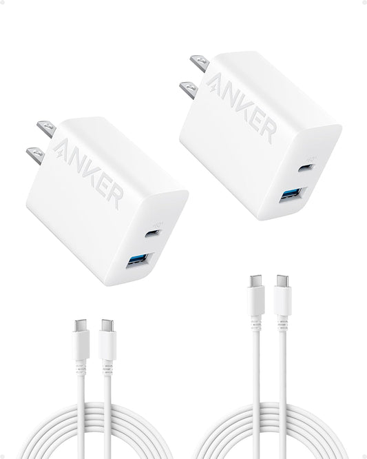 Anker 20W Fast Wall Charger 2-Pack with USB-C Cable