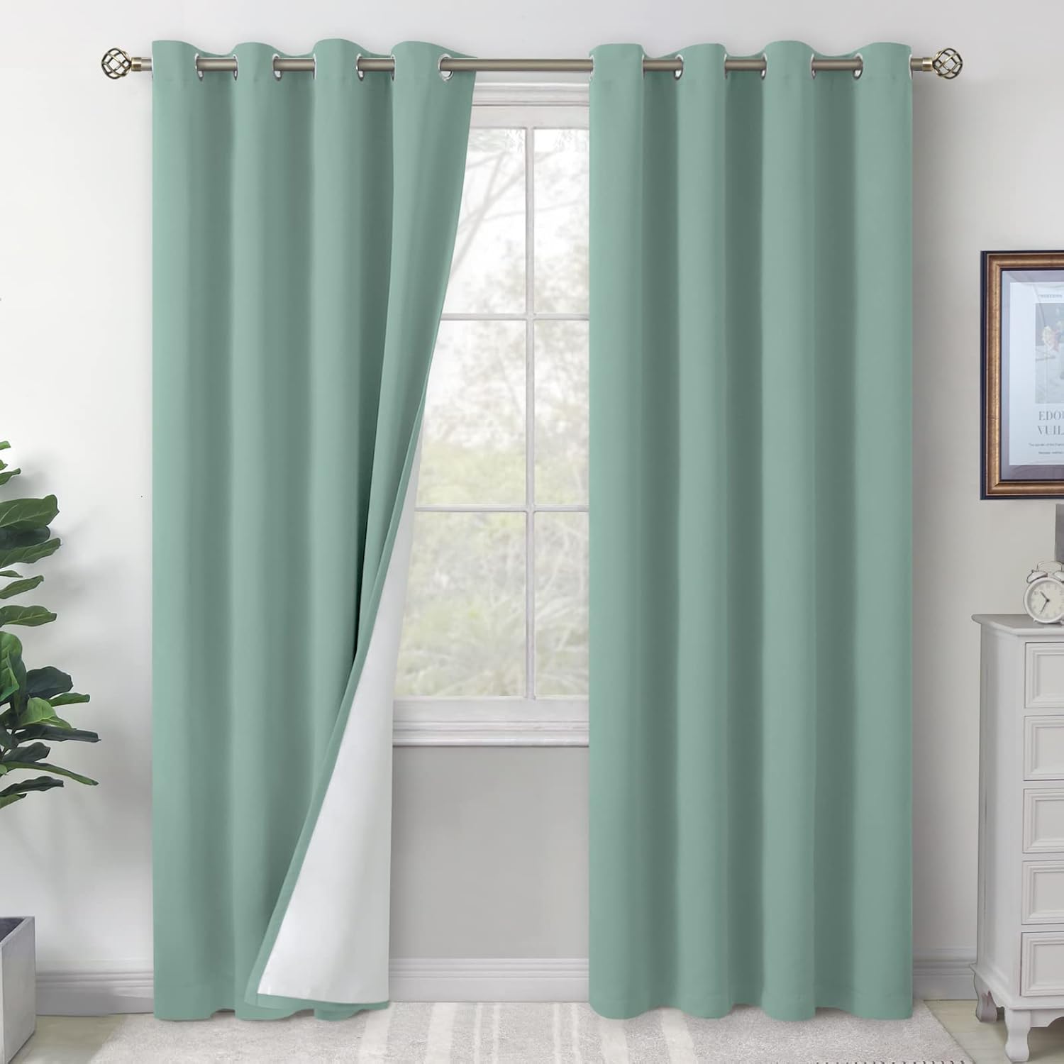 BGment Green Living Room Curtains 84 Inch Long for Darkening