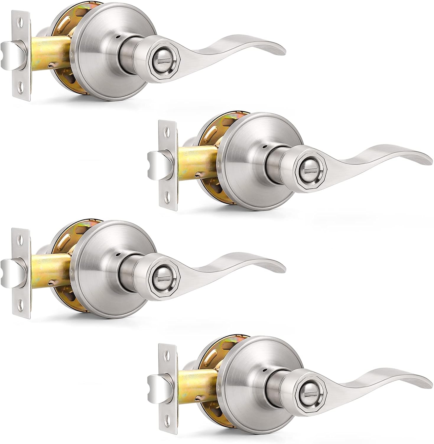 Probrico Interior Door Handles Satin Nickel for Privacy Needs
