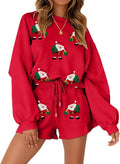 Women 2 Piece Christmas Sweat Shorts Set - Cozy Oversized Lounging