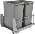 Double Pullout Trash Cans 35 Quart Metallic Silver - Soft-Close