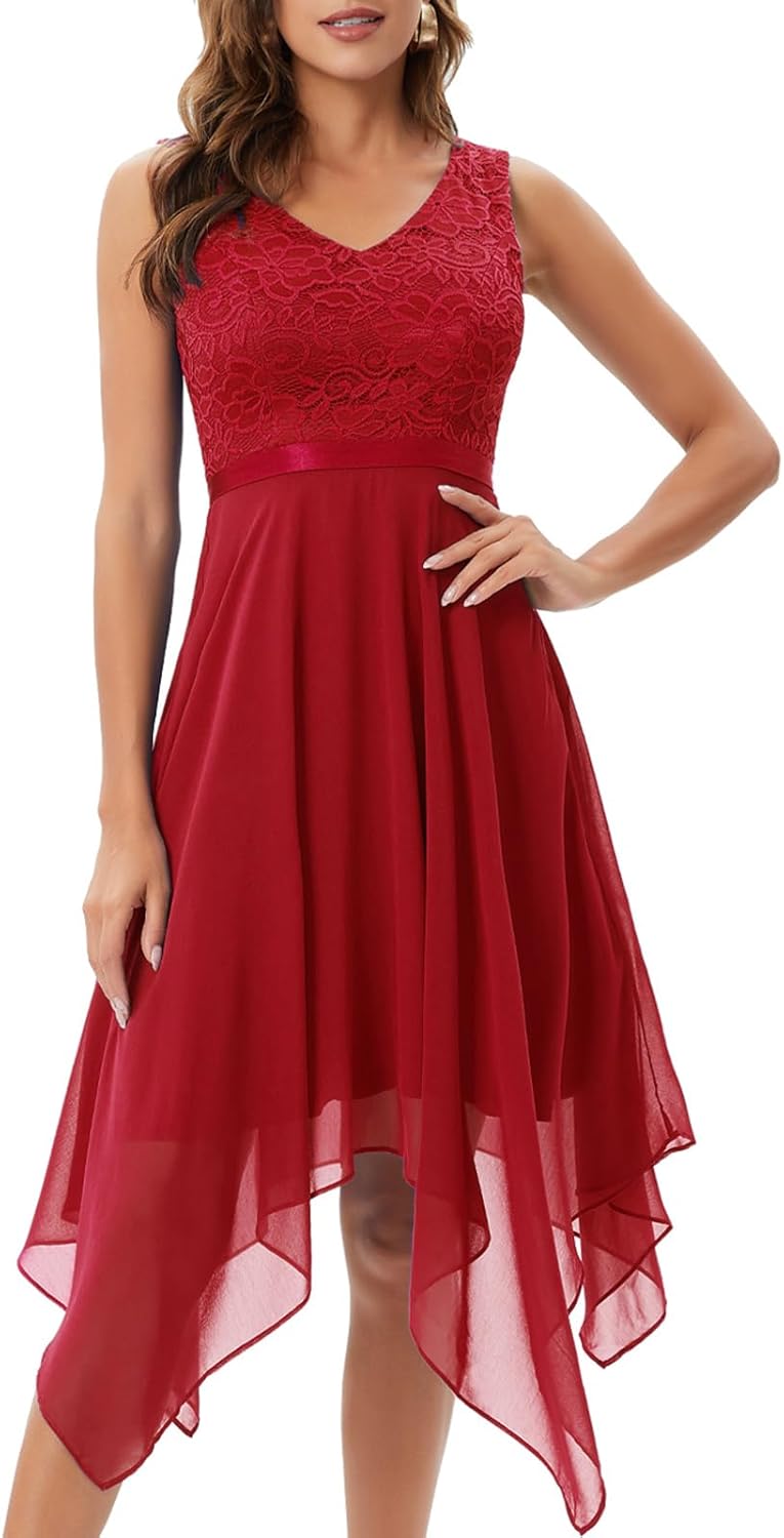 Meetjen Women's Lace Cocktail Dress for Weddings and Parties
