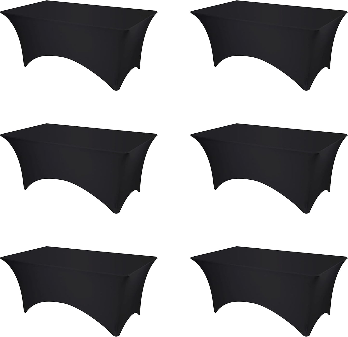 6 Pack Black Fitted Spandex Table Covers for Elegant Events