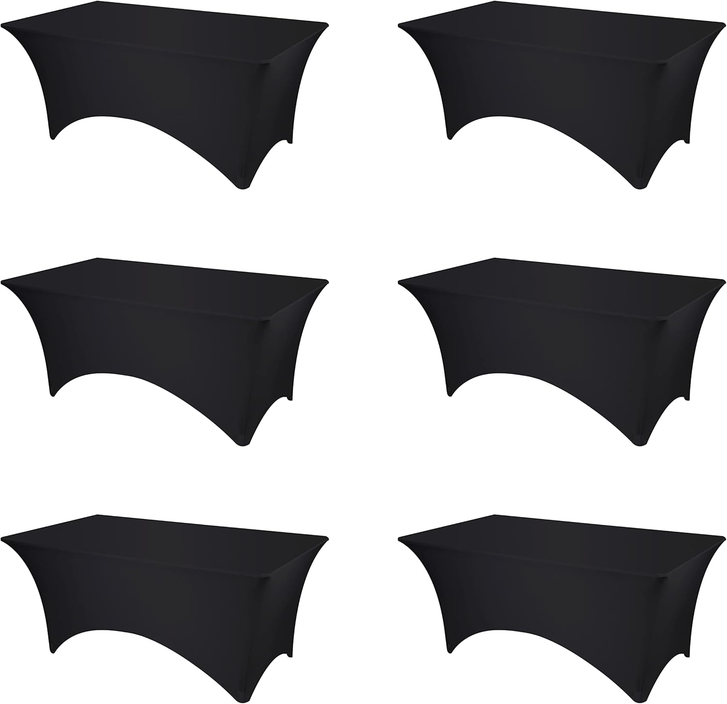 6 Pack Black Fitted Spandex Table Covers for Elegant Events