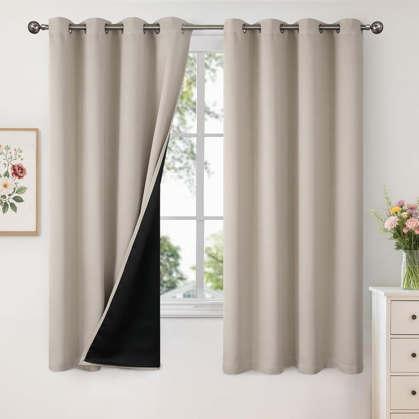 YoungsTex 100% Blackout Curtains for Bedroom, 63 Inch Length