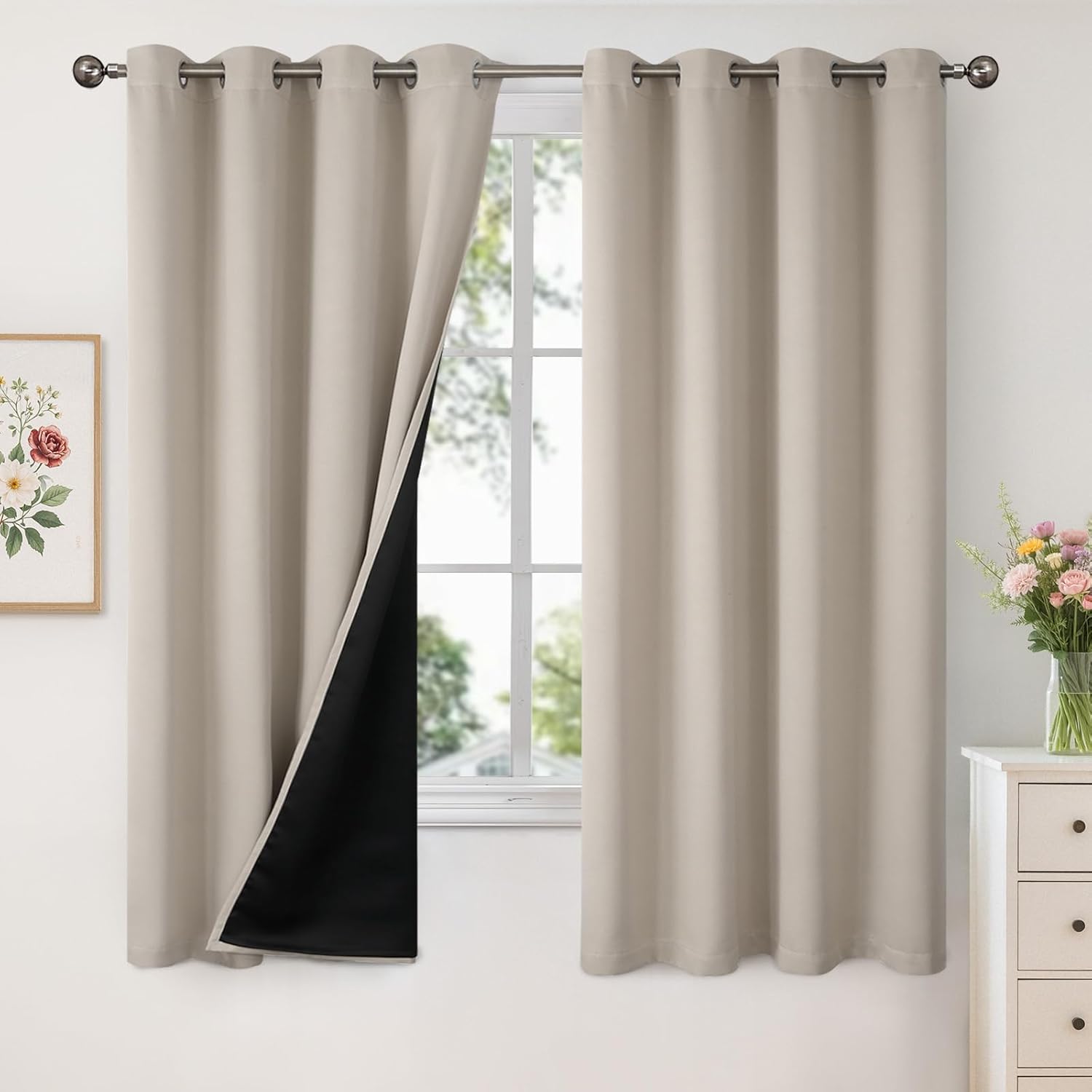 YoungsTex 100% Blackout Curtains for Bedroom, 63 Inch Length