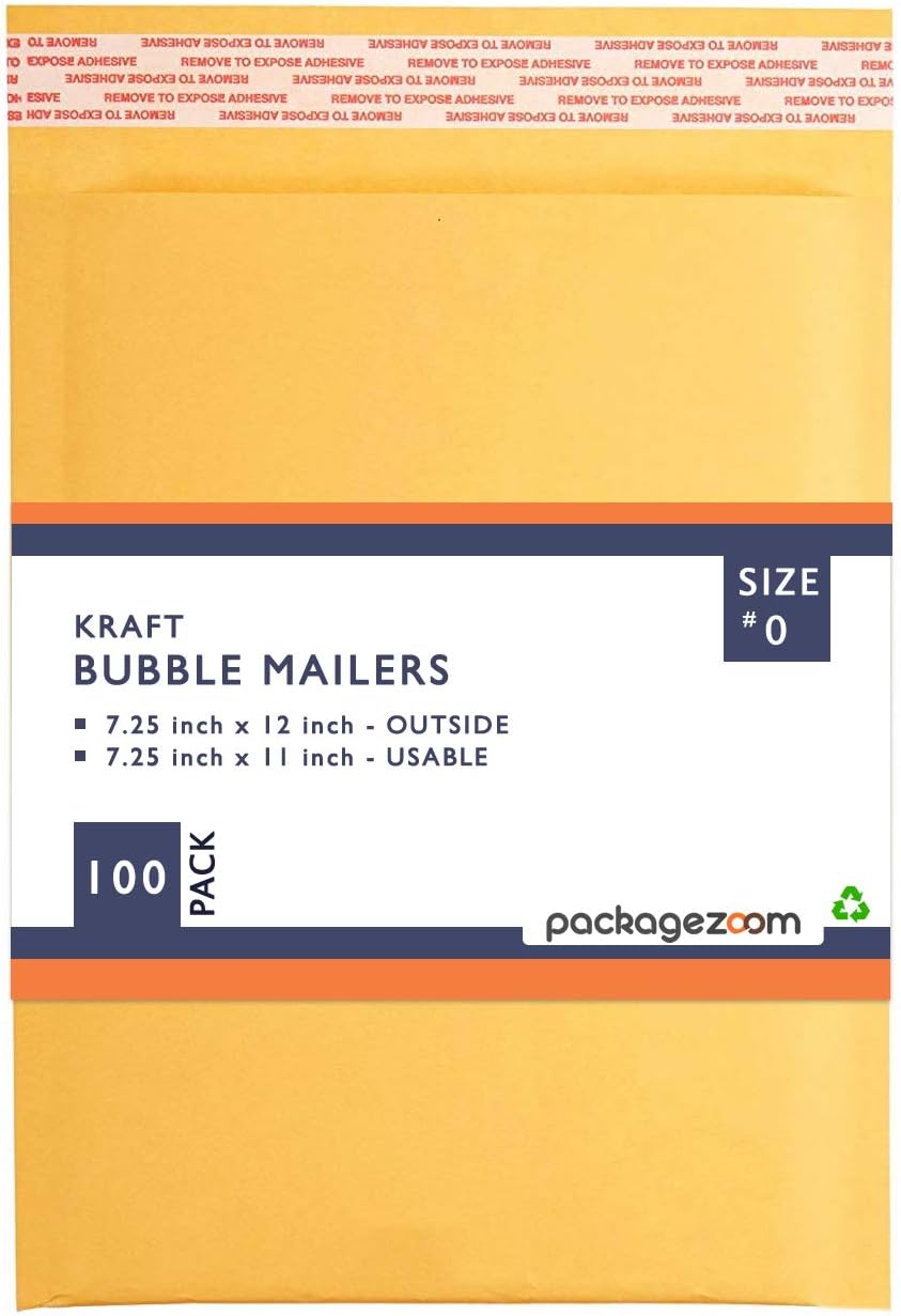 7.25 x 12 Padded Envelopes for Secure Shipping - 100 Pack