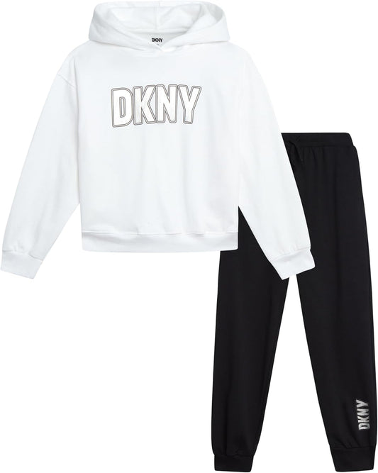 DKNY Girls Jogger Set - Cozy Fleece Pullover and Sweatpants