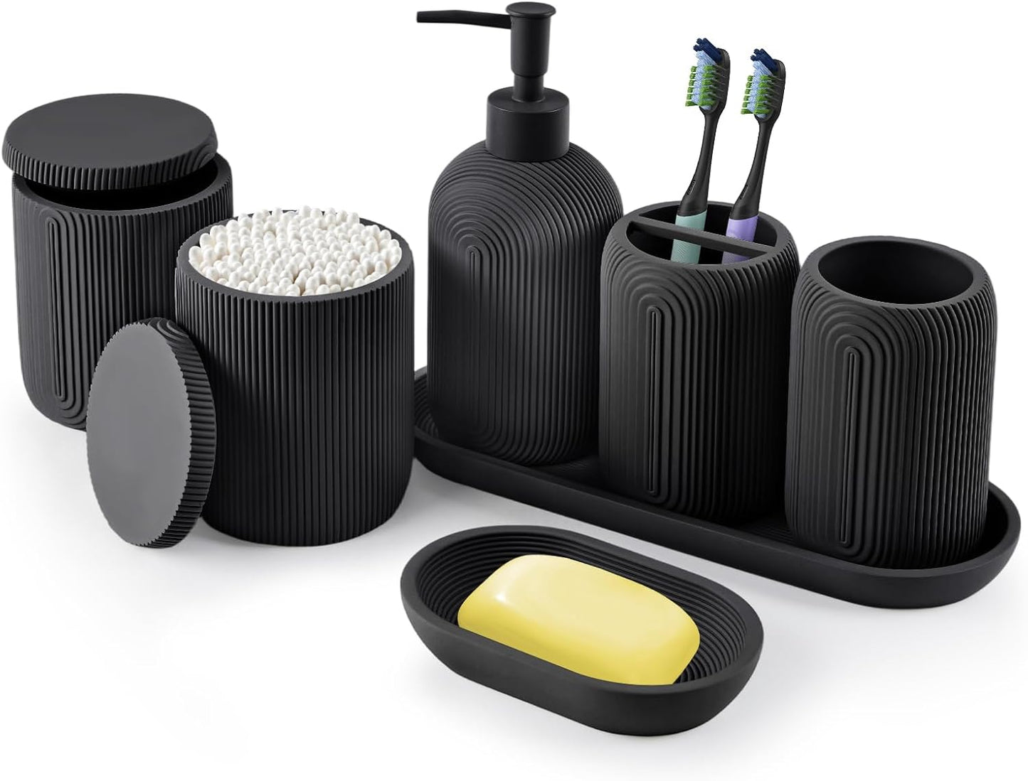 7-Piece Resin Bathroom Accessories Set for Modern Decor