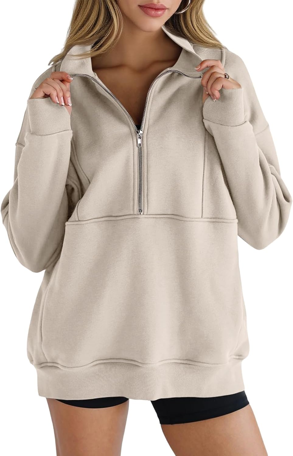 Women's Half Zip Sweatshirts Fleece with Pockets for Comfort