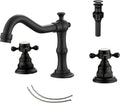 Matte Black Widespread Bathroom Faucet 2-Handle 8 in - Durable Control