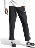 Mens Essentials 3-Stripes Fleece Open Hem Pants - Cozy Fit