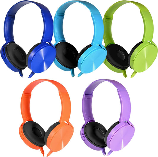 Kids Headphones Bulk 5 Pack for Classroom Learning and Fun