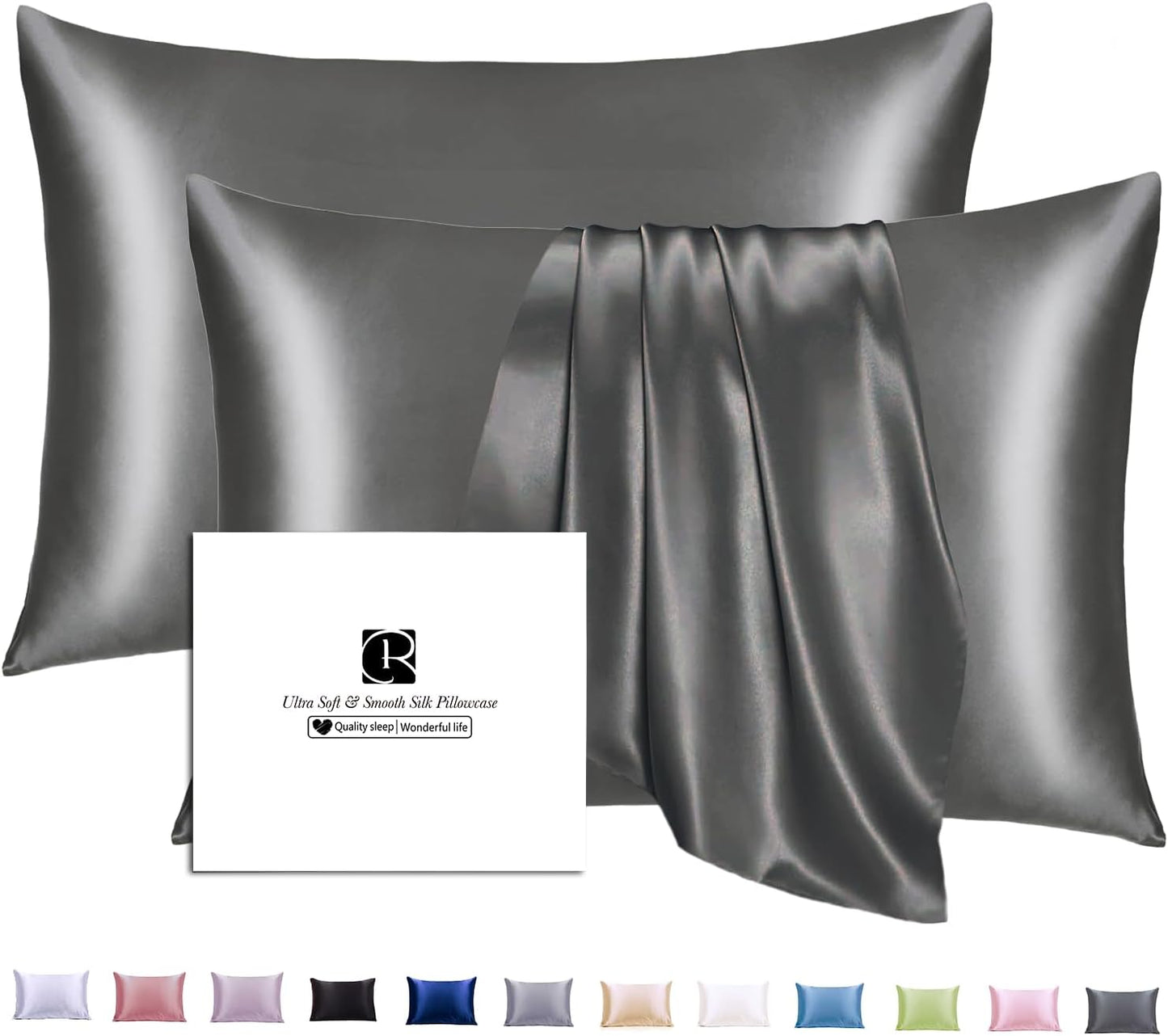 Ravmix Silk Pillow Cases 2 Pack for Beauty Sleep and Hair Care