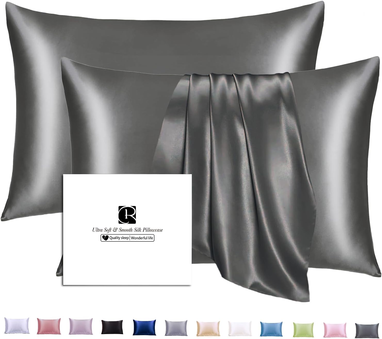 Ravmix Silk Pillow Cases 2 Pack for Beauty Sleep and Hair Care