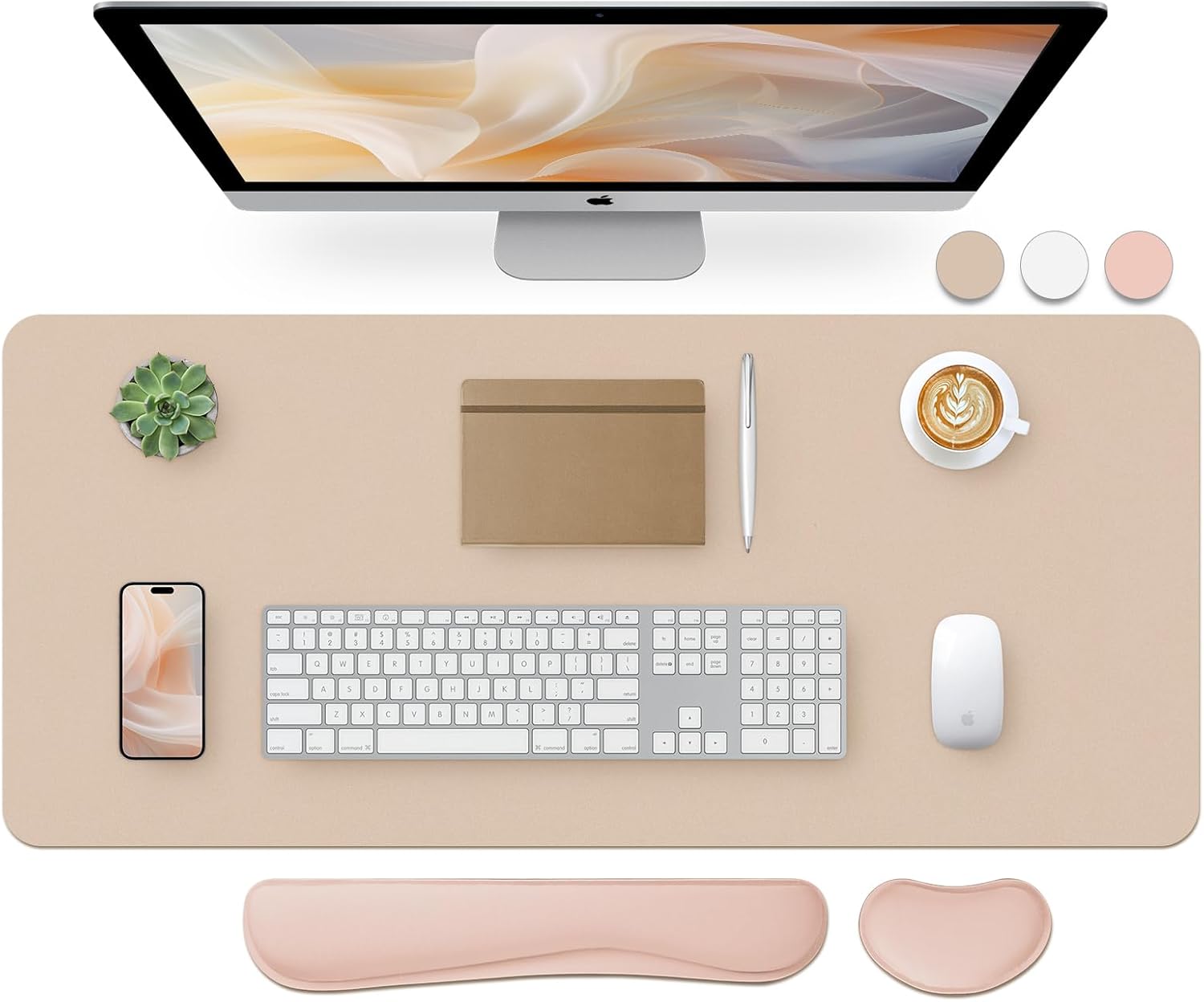 Bloss Leather Desk Pad & Wrist Rest Set, Non-Slip Office Protector