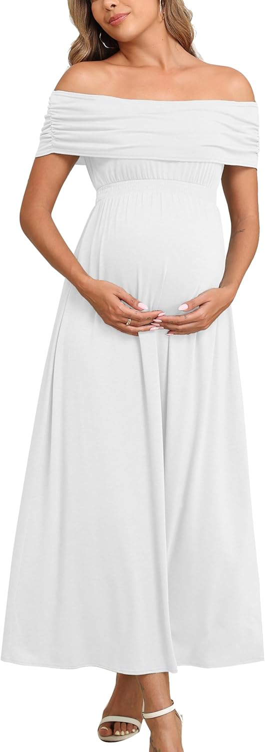 Off The Shoulder Maxi Maternity Dress for Photoshoot Events