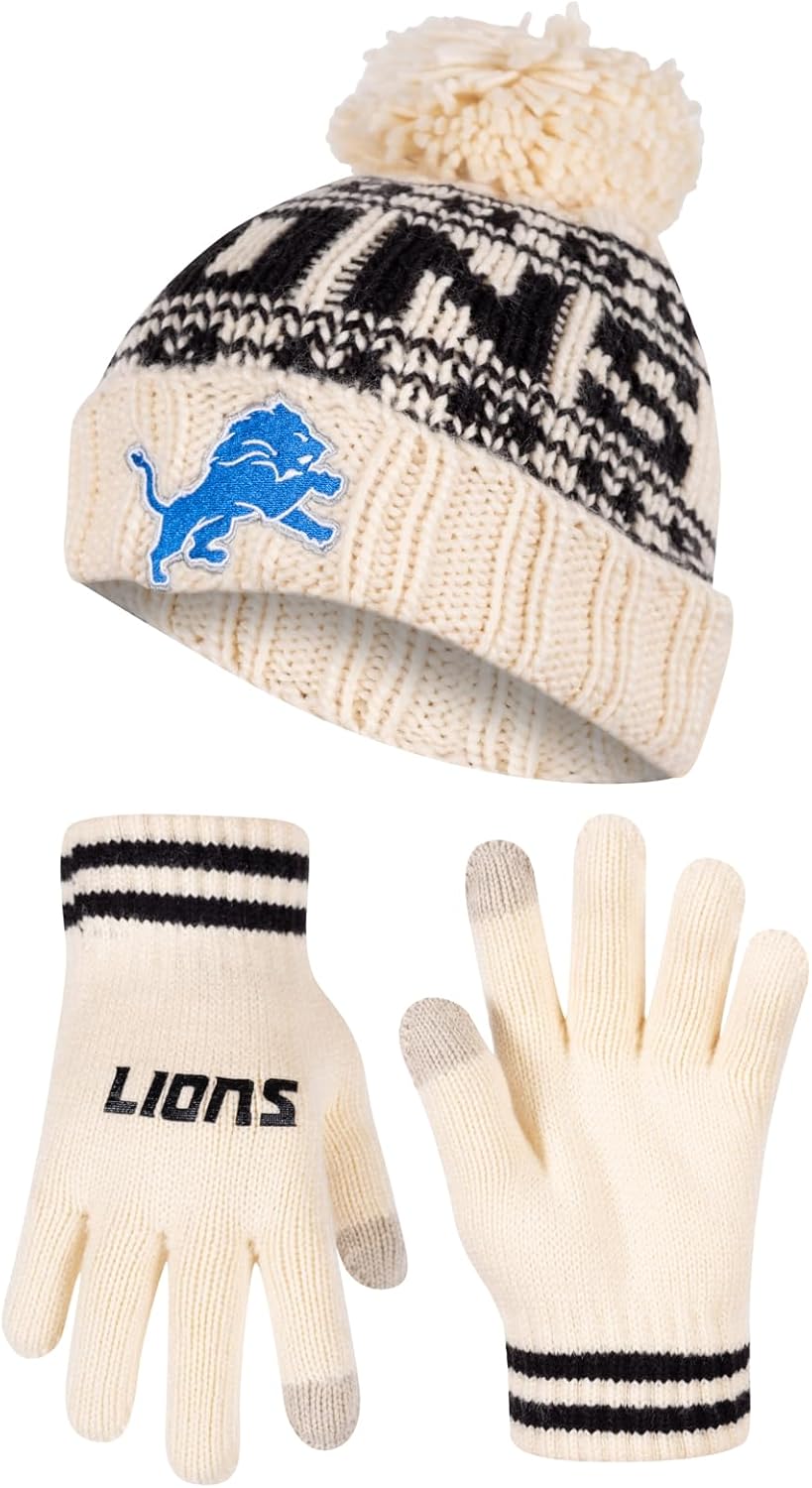 Ultra Game NFL Official Super Soft Cable Knit Beanie and Gloves