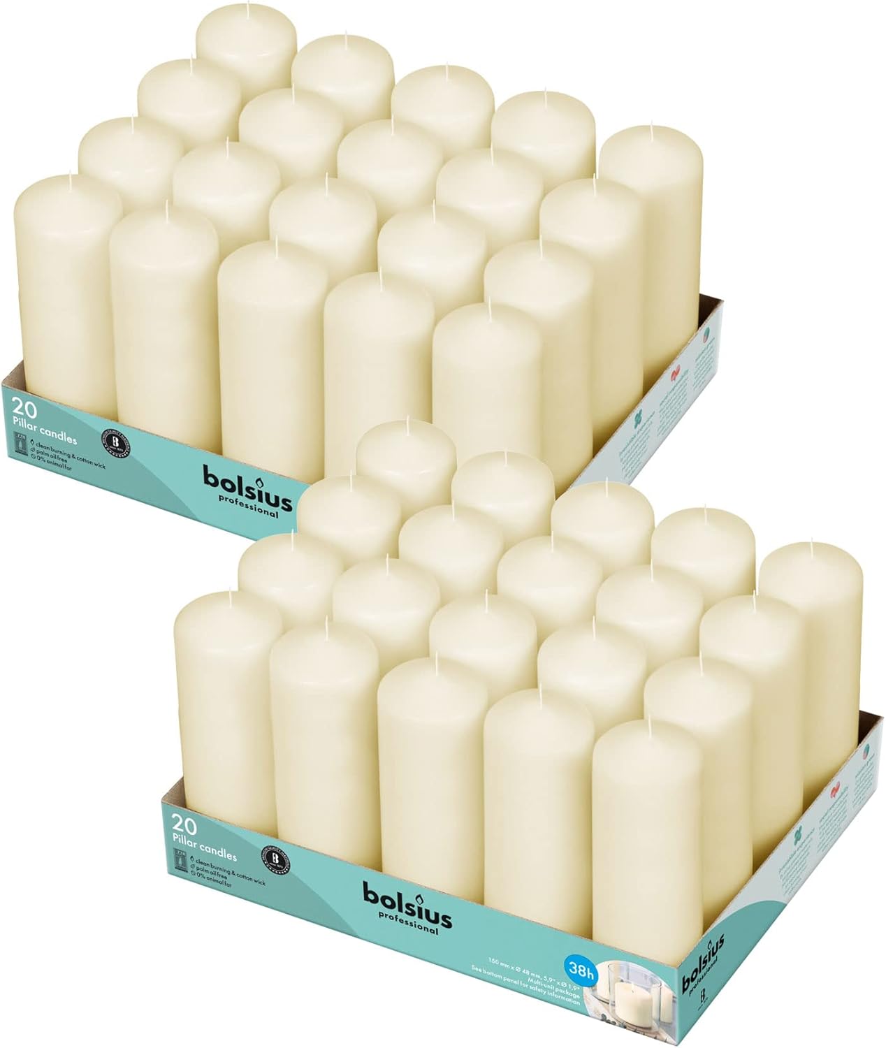Luxurious Ivory Pillar Candles - 2x6 Inches - 40 Candles