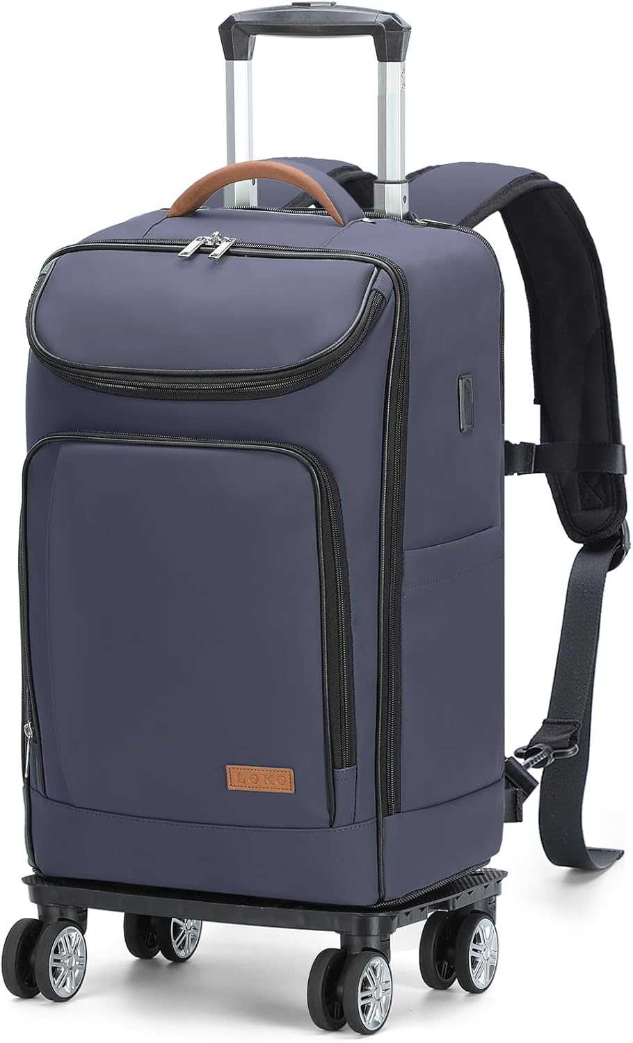 Lekebobor Travel Rolling Backpack: 18 inch Waterproof Bag