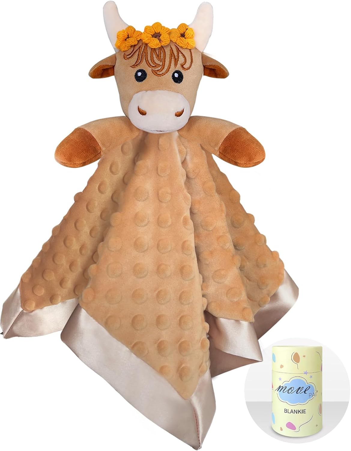 Soft Highland Cow Baby Lovey Blanket - Snuggle Security