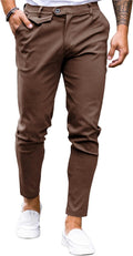 Mens Chinos Slim Fit Flat Front Stretch Tapered Dress Pants - Slim be