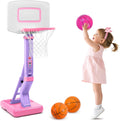 Toddler Pink Basketball Hoop for Kids Adjustable Mini Hoop Set