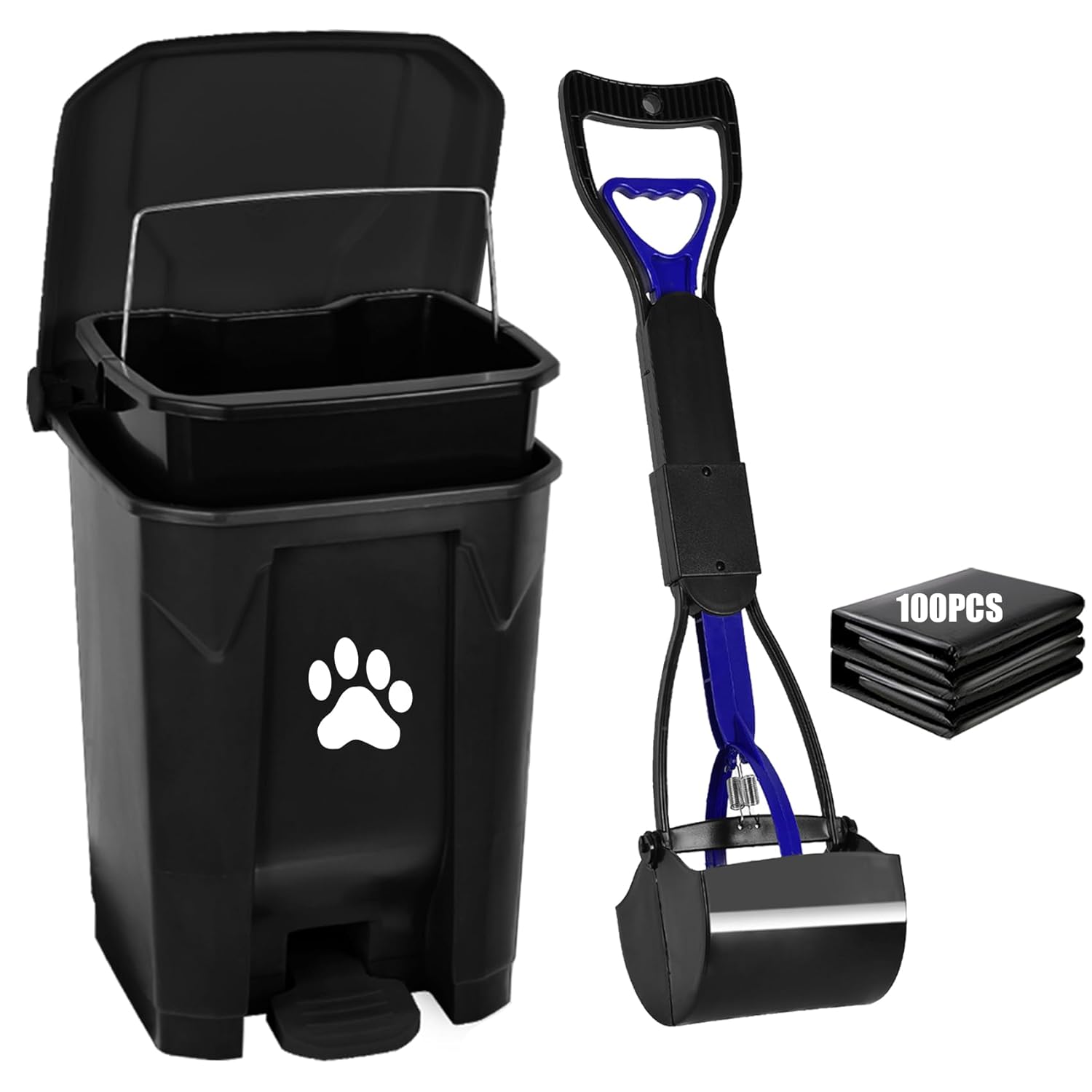Outdoor Dog Poop Trash Can with Lid for Easy Waste Disposal