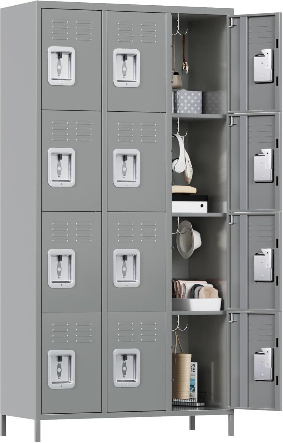12 Doors Metal Lockers for Employees with Lock and Hooks
