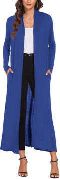 Women Floor Length Open Front Cardigan Maxi Duster - Lightweight Fit