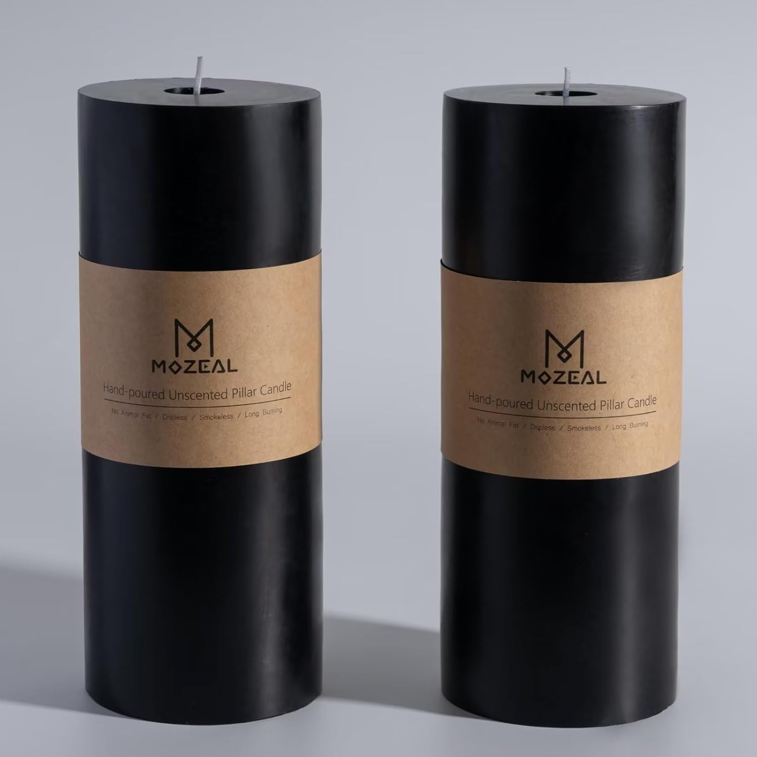 Extra-Large Black Pillar Candles for Halloween Decor Set of 2