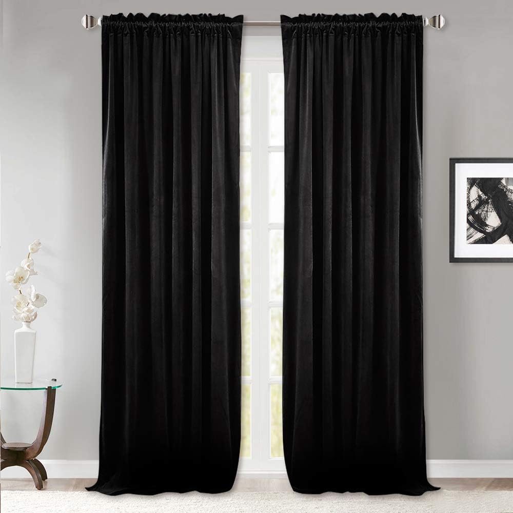 StangH 120 inches Long Blackout Velvet Curtains for Living Room