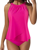 SUUKSESS Women Tummy Control Tankini Ruffle High Waisted Swimsuit Sets