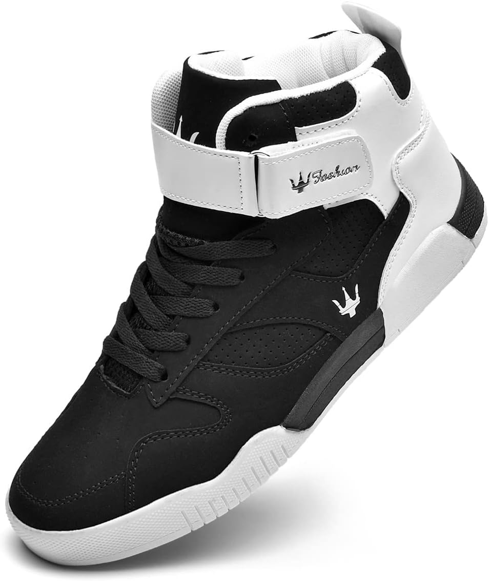 FZUU Men's High Top Leather Sneakers for Casual Sports Wear