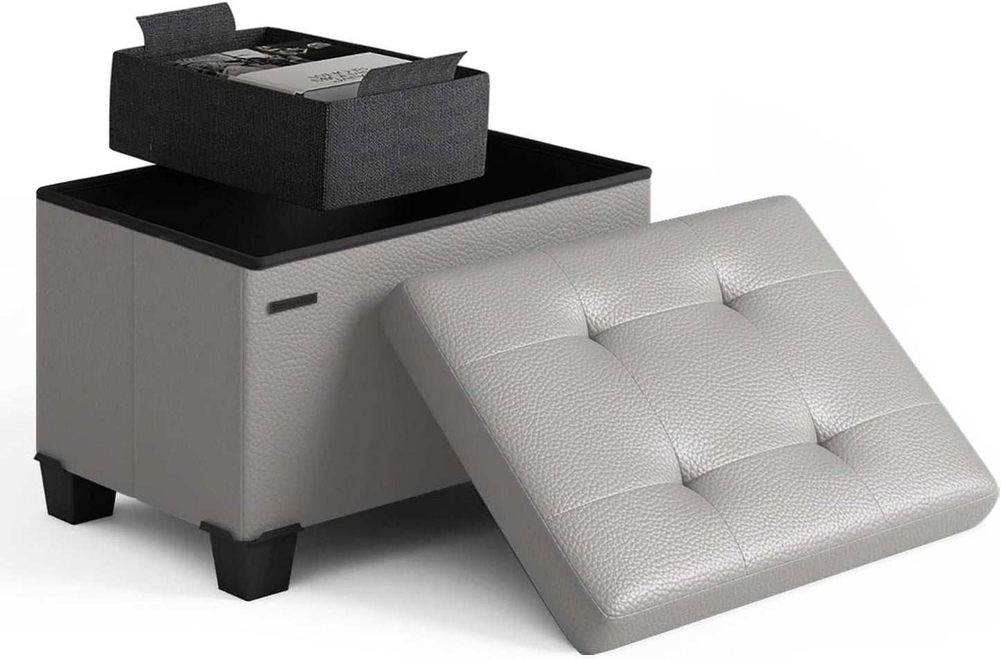 Storage Ottoman Cube with Removable Bin for Living Room Use