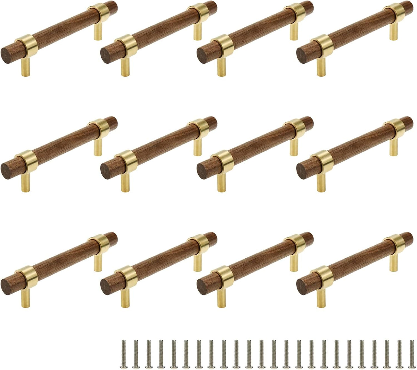 Brass Walnut Kitchen Cabinet Pull Handles for Modern Furniture