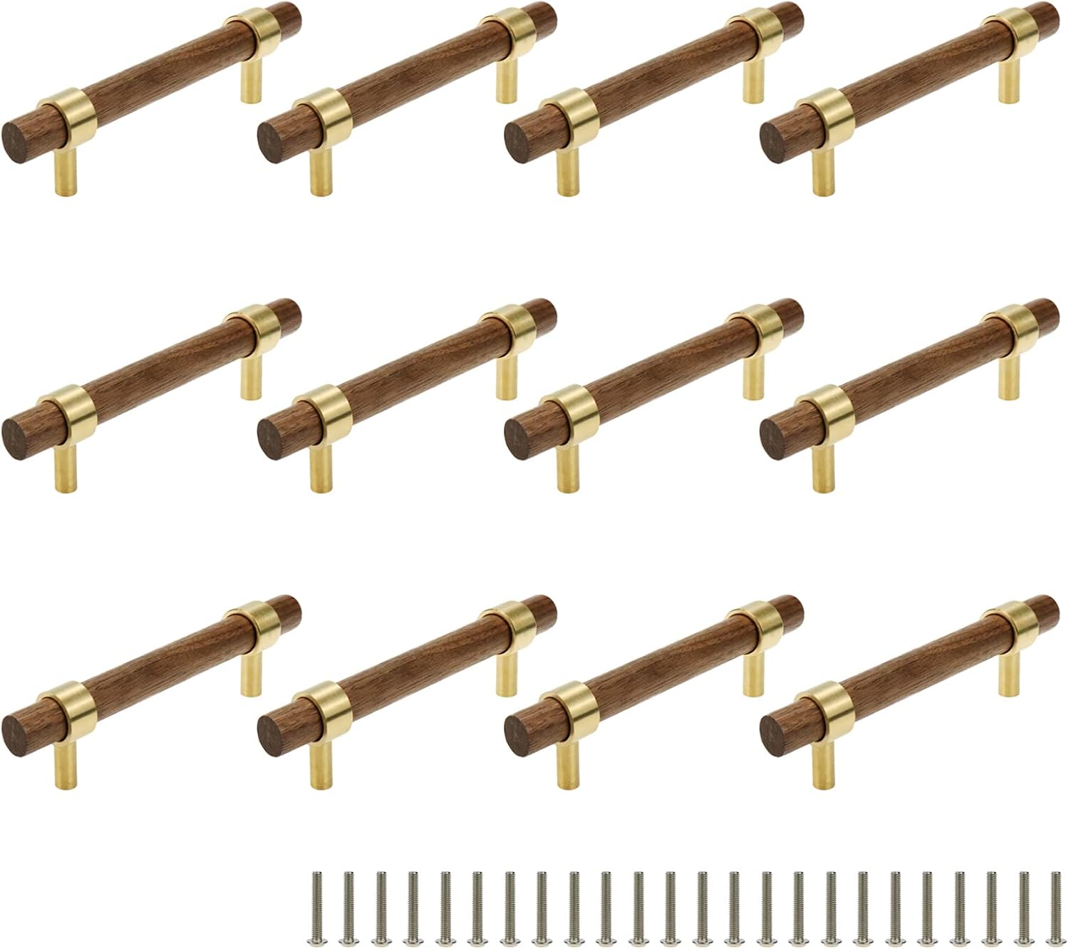 Brass Walnut Kitchen Cabinet Pull Handles for Modern Furniture